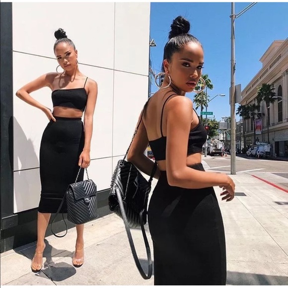 naked wardrobe Dresses & Skirts - Naked wardrobe crop top high waist midi skirt set